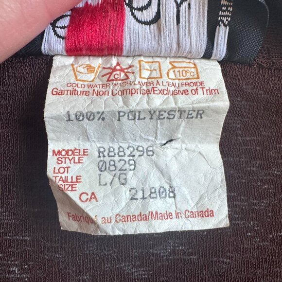 Vintage Y2K Chocolate Brown Ruffle Tie-Up Sheer Top - Made in Canada - Picture 7 of 8